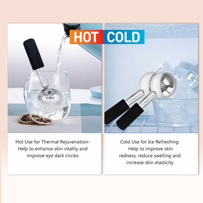 Stainless Steel Ice Globes for Facials, Cold Therapy Facial Roller for Face and Eyes, Facial Cold Roller Massager Skincare Tool