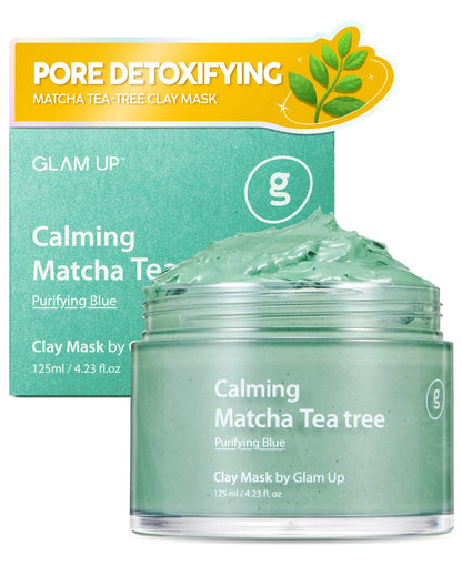Calming Matcha Tea Tree Clay Mask - Deep Cleansing Pore Purifying Clay Mask with Tea Tree, Bentonite and Kaolin Clay - Vegan Clay Mask for Face and Body - (125Ml/4.23 Oz)