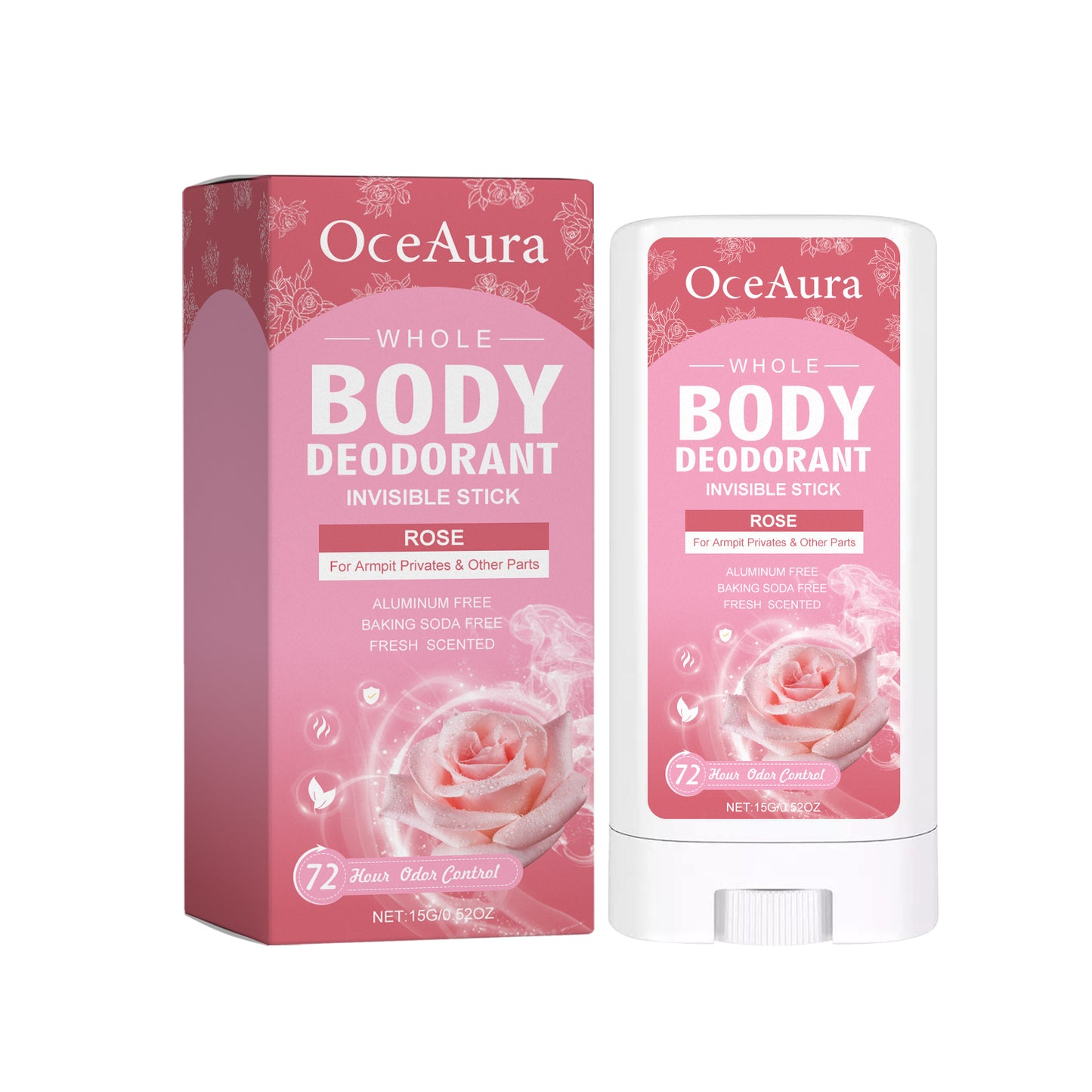 Oceaura Rose Body Deodorant Stick with Rose Fragrance Is Natural and Refreshing to Reduce Underarm Odor